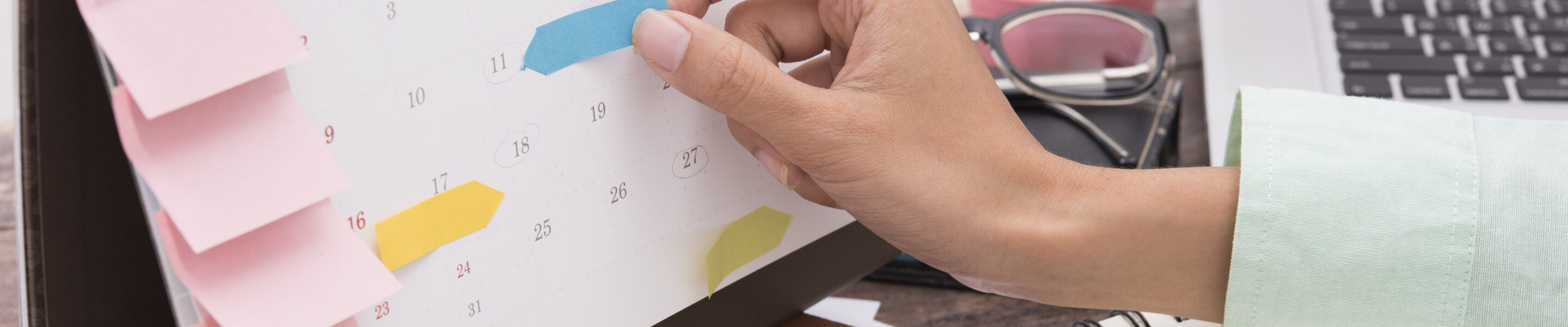 business Calender Planner meeting on desk office. organization management remind concept.